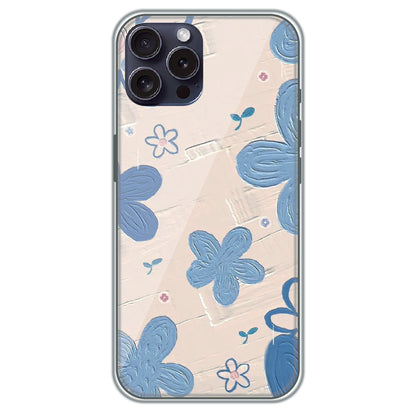 Textured Blue Blossoms - Printed Silicone Case for Apple iPhone 16 Pro Max