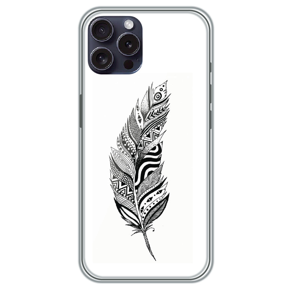 Zentangle Feather - Printed Silicone Case for Apple iPhone 16 Pro Max