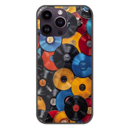 Retro Vinyl Record Pattern - Printed Silicone Case For Apple iPhone 16 Pro Max