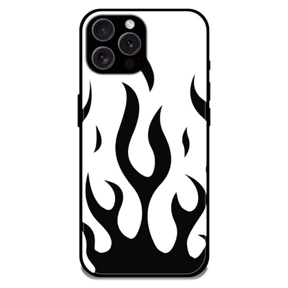 Monochrome Flame Art - Glossy Metal Silicone Case For Apple iPhone 16 Pro Max