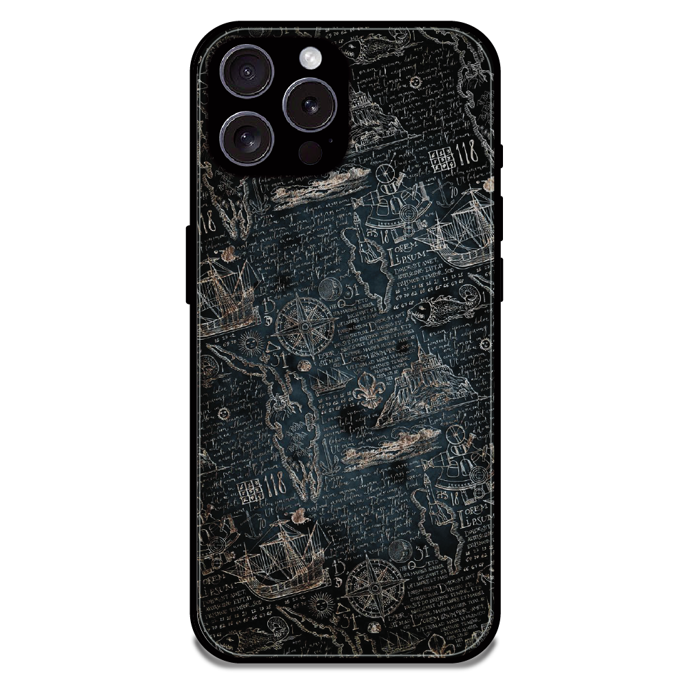 Vintage Explorer Map - Glossy Metal Silicone Case For Apple iPhone 16 Pro Max