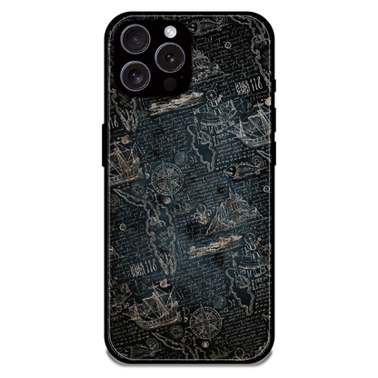 Vintage Explorer Map - Glossy Metal Silicone Case For Apple iPhone 16 Pro Max