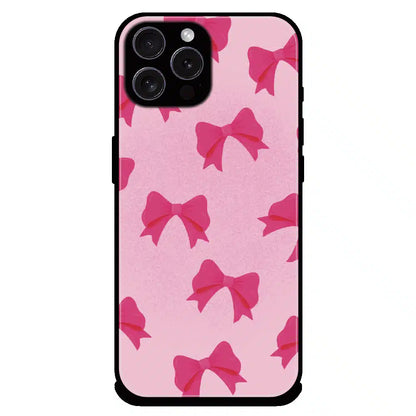 Pink Bow Aesthetic Pattern - Glossy Metal Silicone Case For Apple iPhone 16 Pro Max