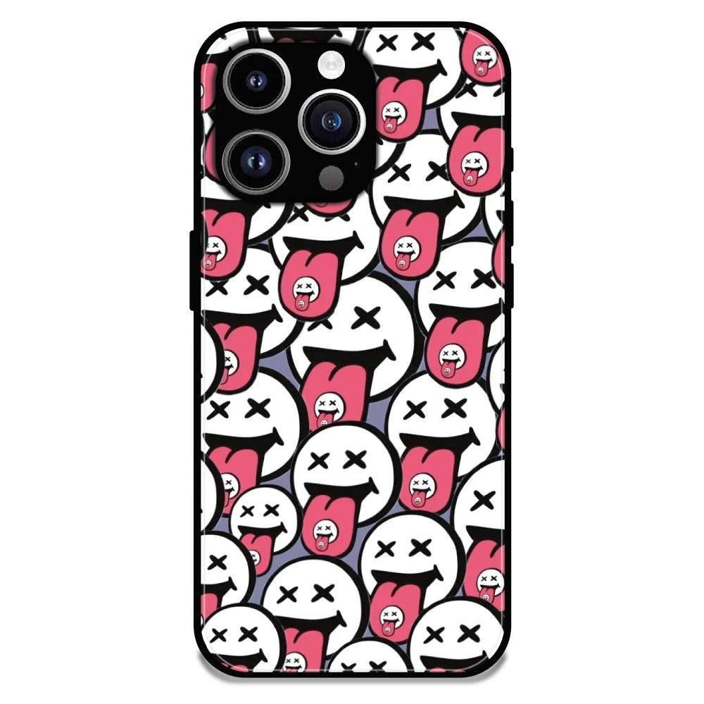 Funny Cartoon Faces - Glossy Metal Silicone Case For Apple iPhone 16 Pro Max