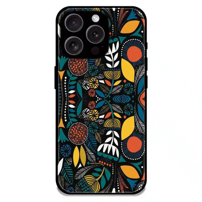 Folk Floral Night Garden - Glossy Metal Silicone Case For Apple iPhone 16 Pro Max
