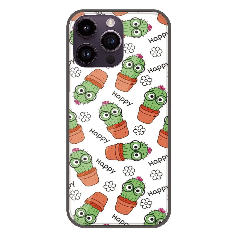 Cute Cactus Happy - Printed Silicone Case For Apple iPhone 16 Pro Max