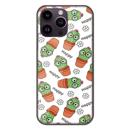 Cute Cactus Happy - Printed Silicone Case For Apple iPhone 16 Pro Max