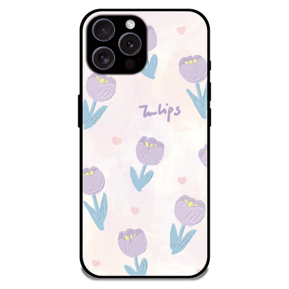 Pastel Tulip Floral - Glossy Metal Silicone Case For Apple iPhone 16 Pro Max