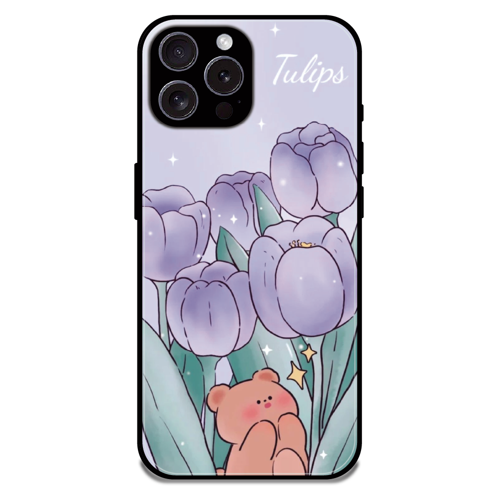 Tulip Bear Dreamscape - Glossy Metal Silicone Case For Apple iPhone 16 Pro Max