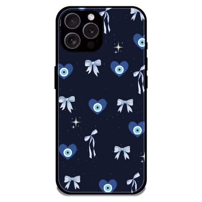 Evil Eye Bow Midnight - Glossy Metal Silicone Case For Apple iPhone 16 Pro Max
