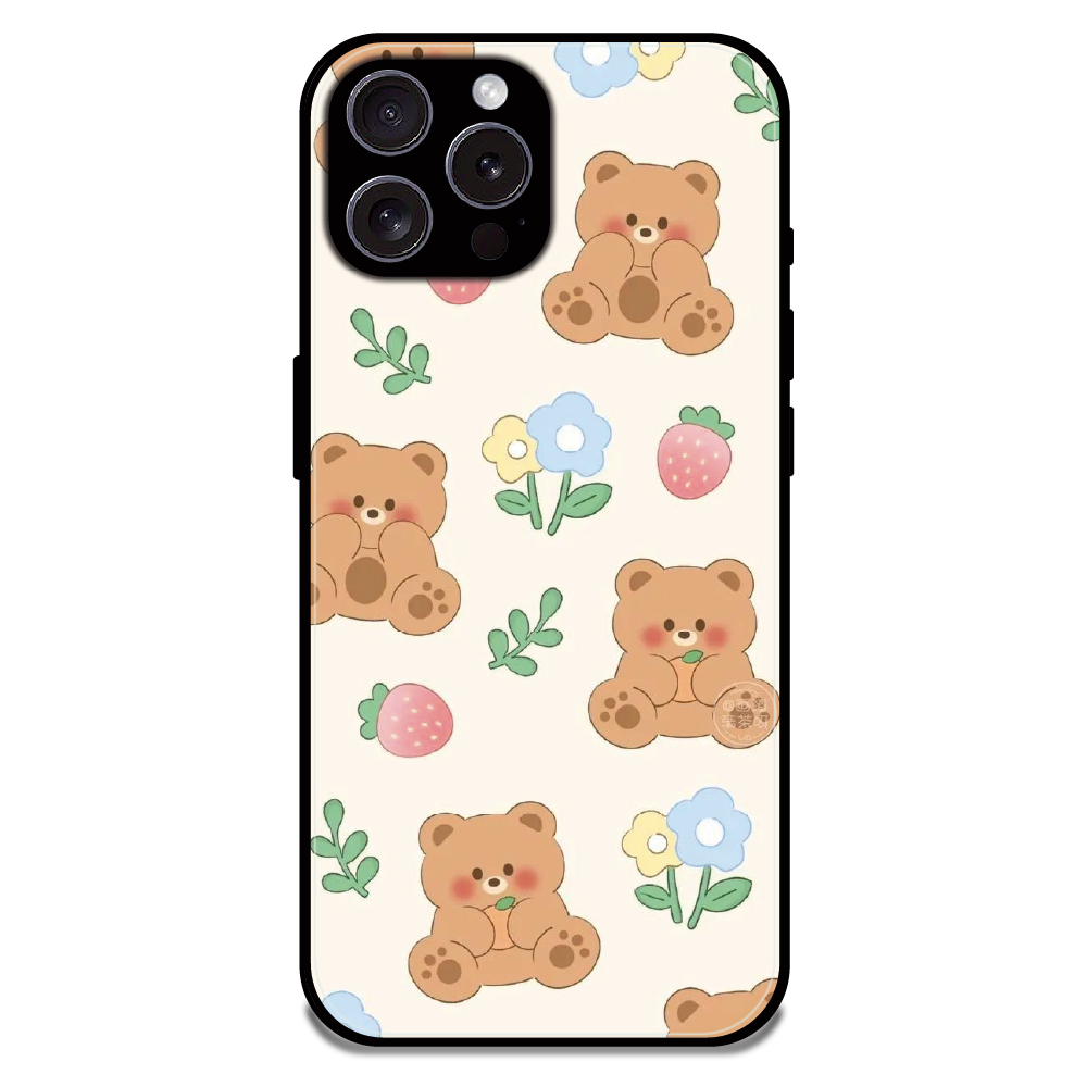 Cute Teddy Garden - Glossy Metal Silicone Case For Apple iPhone 16 Pro Max
