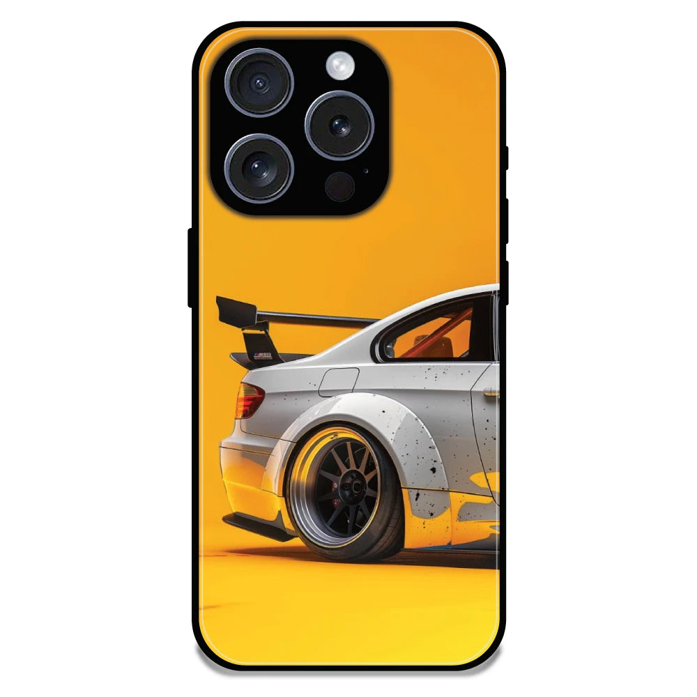 Sport Car Yellow Background - Glossy Metal Silicone Case For Apple iPhone 16 Pro Max