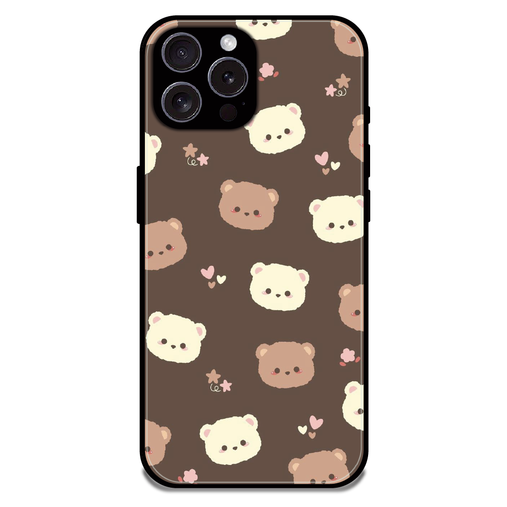 Cozy Bear Pattern - Glossy Metal Silicone Case For Apple iPhone 16 Pro Max