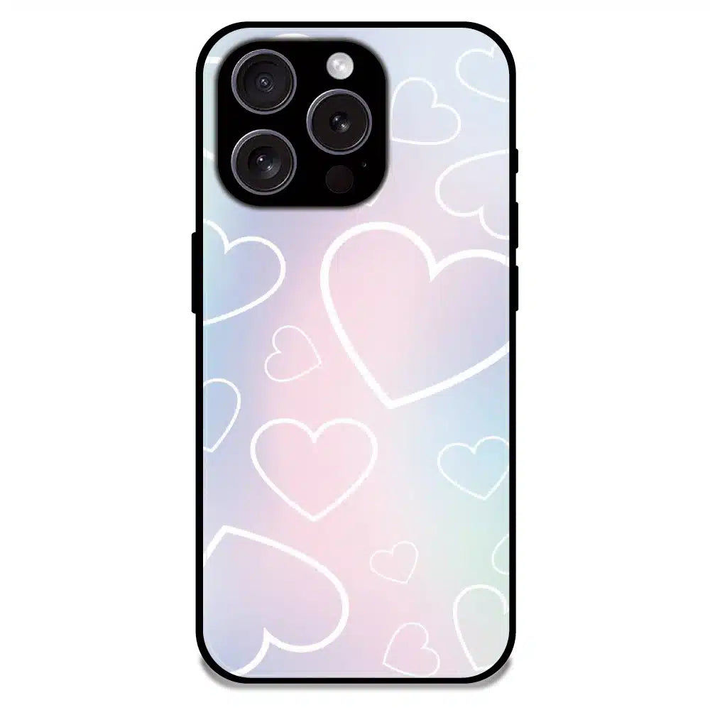 Pastel Heart Dream - Glossy Metal Silicone Case For Apple iPhone 16 Pro Max