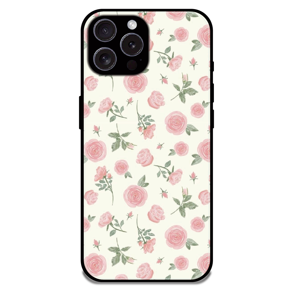 Soft Pink Rose Bloom - Glossy Metal Silicone Case For Apple iPhone 16 Pro Max