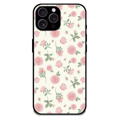 Soft Pink Rose Bloom - Glossy Metal Silicone Case For Apple iPhone 16 Pro Max