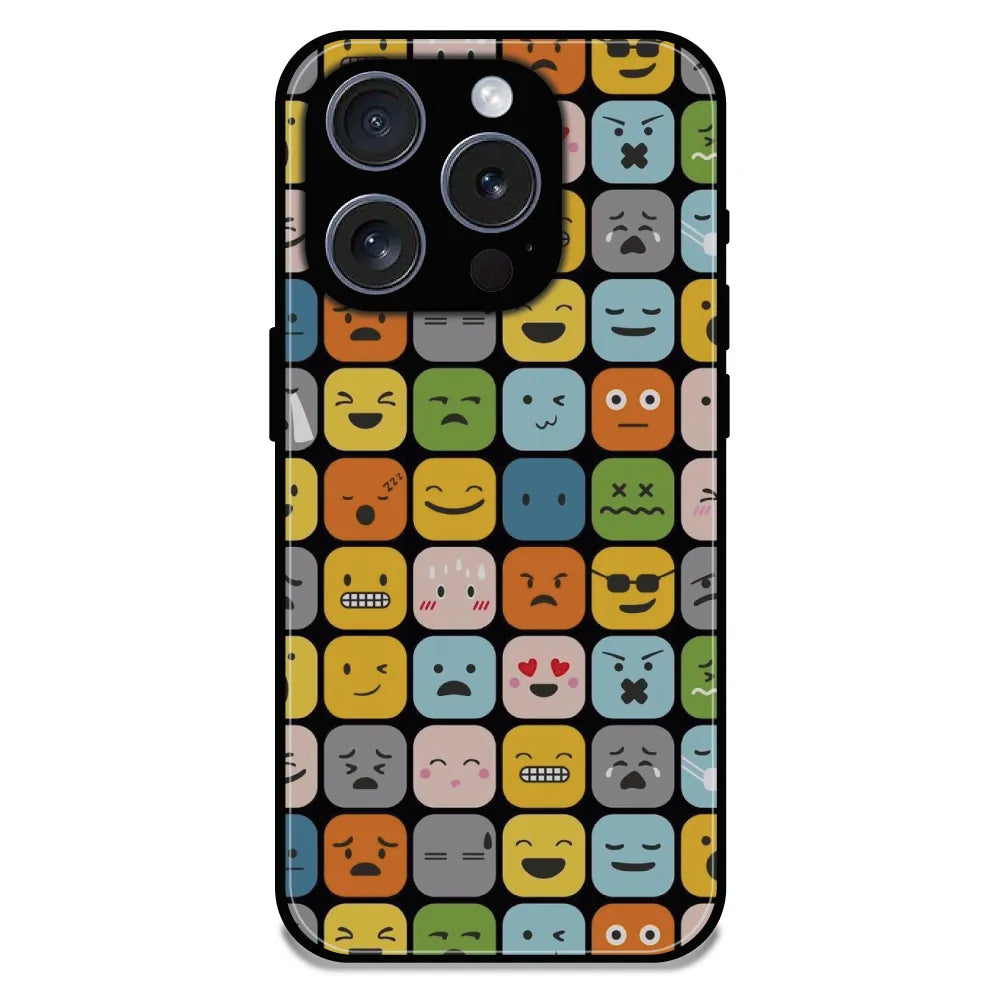 Colorful Expression Pattern - Glossy Metal Silicone Case For Apple iPhone 16 Pro Max