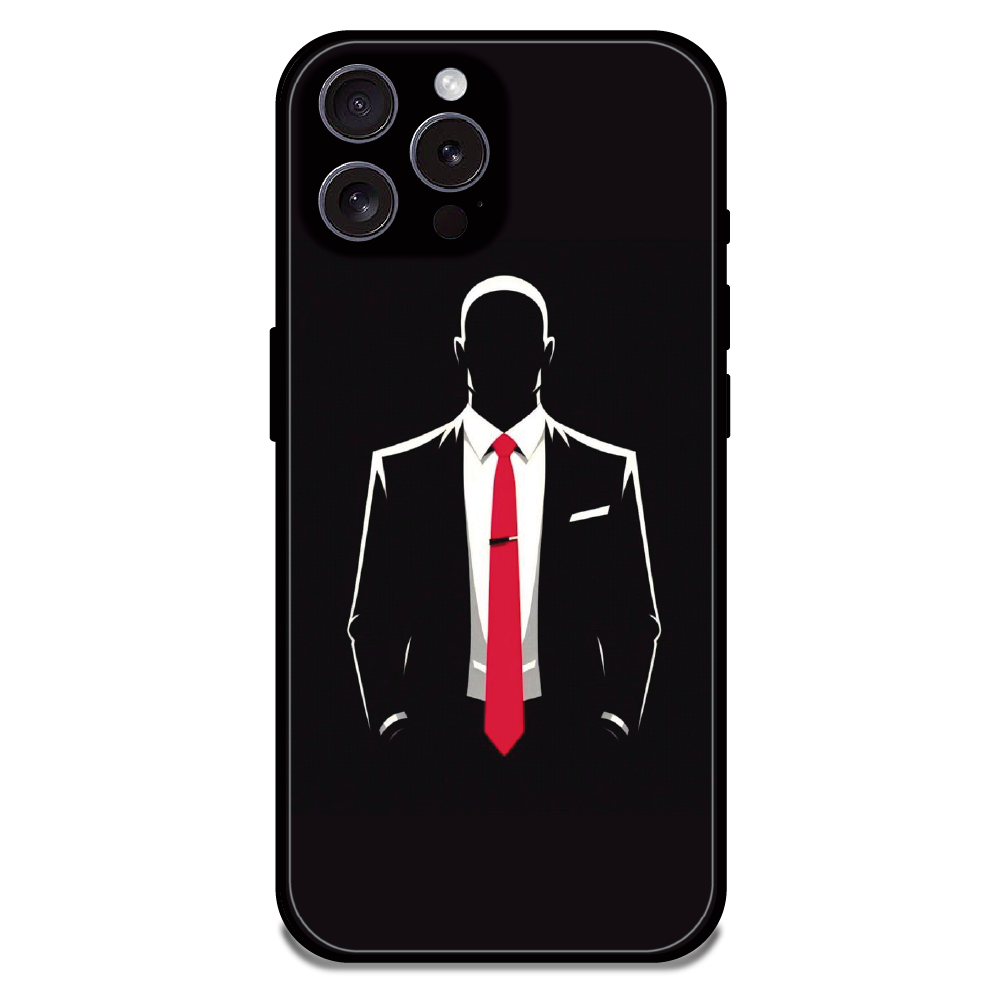 Red Tie Silhouette - Glossy Metal Silicone Case For Apple iPhone 16 Pro Max