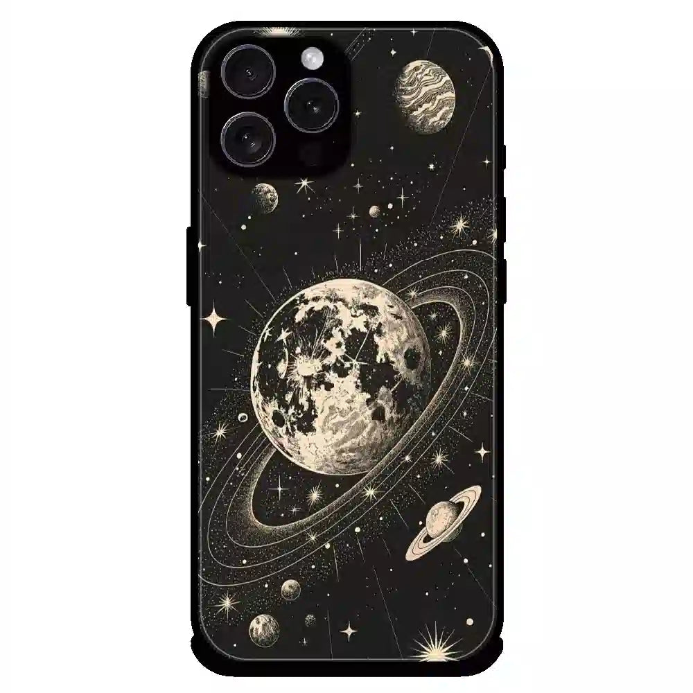 Celestial Planet Orbit - Glossy Metal Silicone Case For Apple iPhone 16 Pro Max