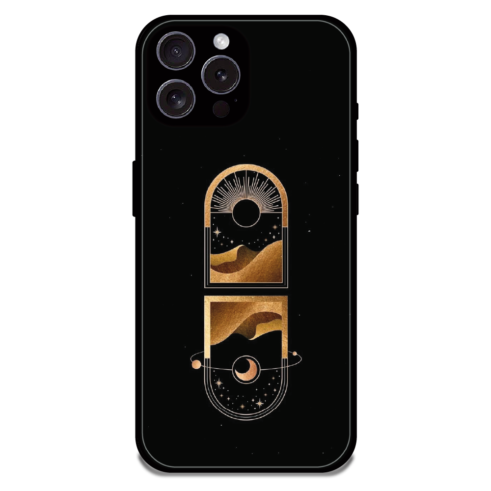 Golden Geometry - Glossy Metal Silicone Case For Apple iPhone 16 Pro Max