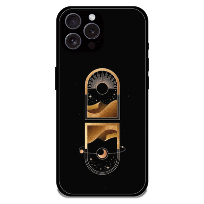 Golden Geometry - Glossy Metal Silicone Case For Apple iPhone 16 Pro Max