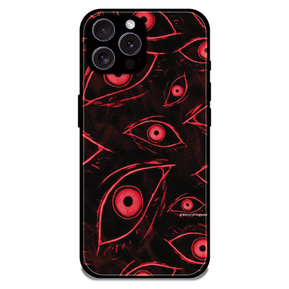 Crimson Eyes Chaos - Glossy Metal Silicone Case For Apple iPhone 16 Pro Max