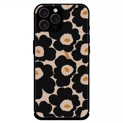 Bold Black Daisy Bloom - Glossy Metal Silicone Case For Apple iPhone 16 Pro Max
