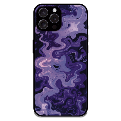Purple Wave Abstract - Glossy Metal Silicone Case For Apple iPhone 16 Pro Max
