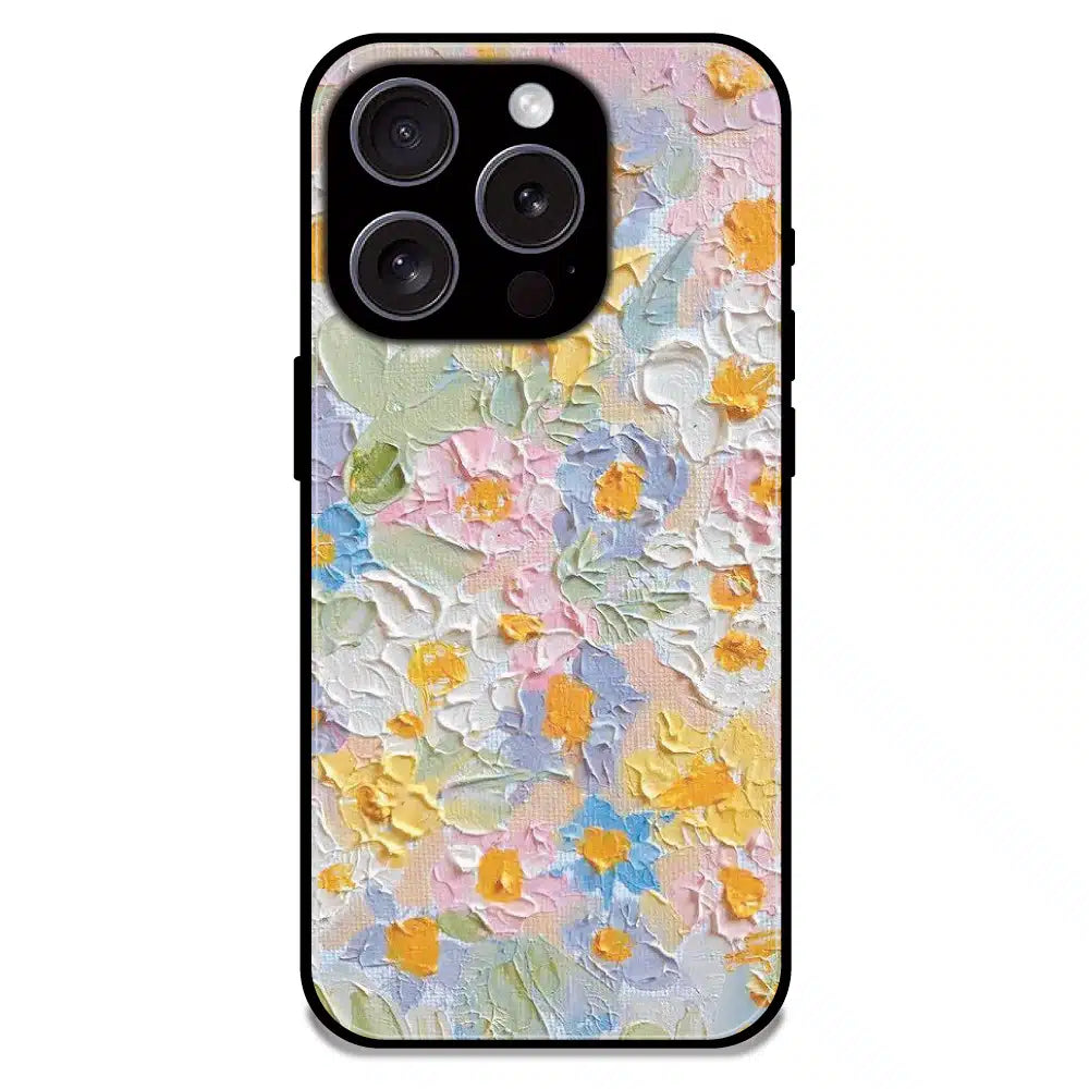 Pastel Floral Oil Paint - Glossy Metal Silicone Case For Apple iPhone 16 Pro Max