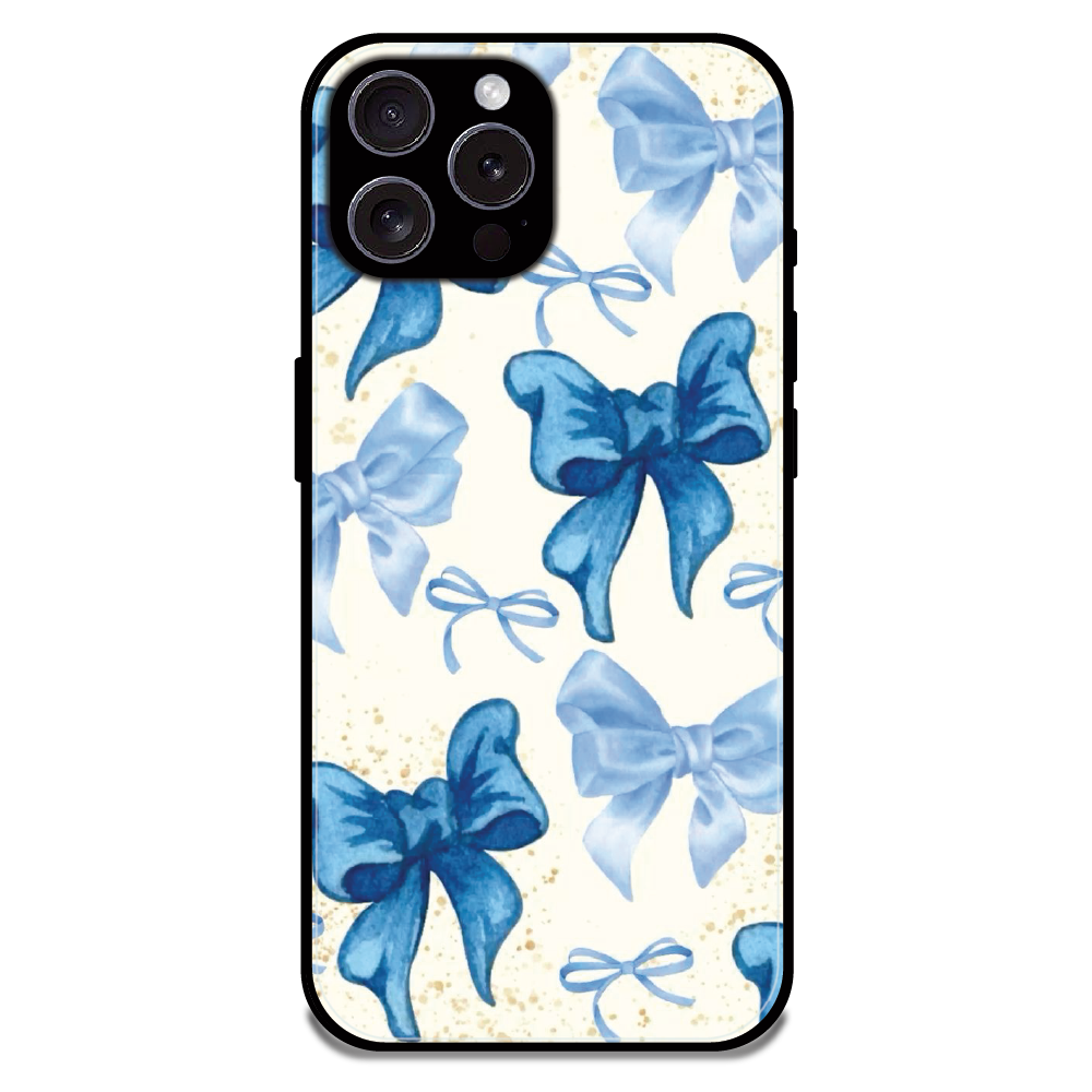 Soft Blue Bowcore - Glossy Metal Silicone Case For Apple iPhone 16 Pro Max