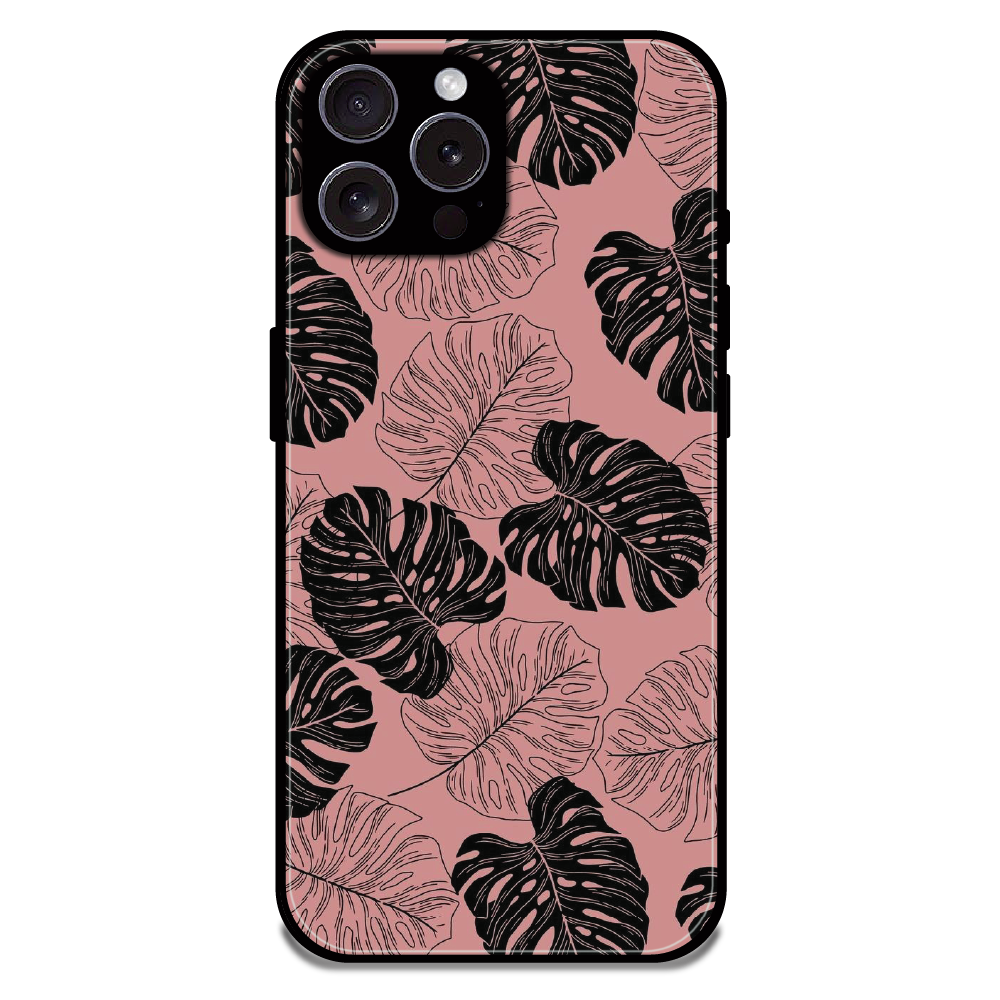 Tropical Monstera Leaf Pattern - Glossy Metal Silicone Case For Apple iPhone 16 Pro Max