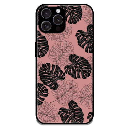 Tropical Monstera Leaf Pattern - Glossy Metal Silicone Case For Apple iPhone 16 Pro Max