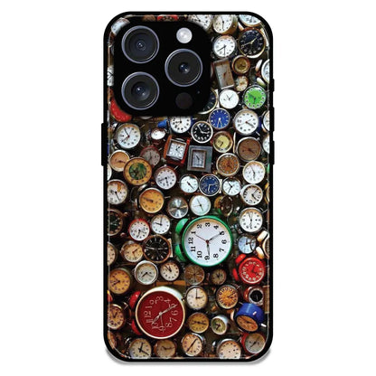 Retro Timepiece Pattern - Glossy Metal Silicone Case For Apple iPhone 16 Pro Max