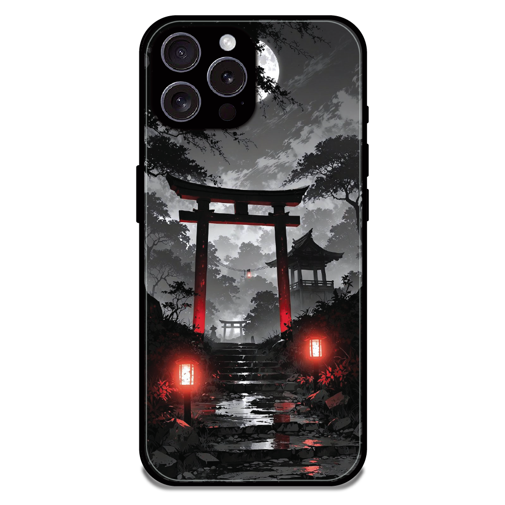 Midnight Torii Forest - Glossy Metal Silicone Case For Apple iPhone 16 Pro Max