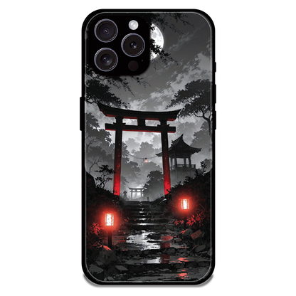 Midnight Torii Forest - Glossy Metal Silicone Case For Apple iPhone 16 Pro Max