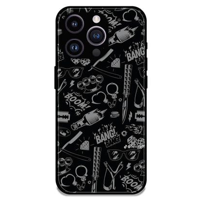 Black Graphic Street Art - Glossy Metal Silicone Case For Apple iPhone 16 Pro