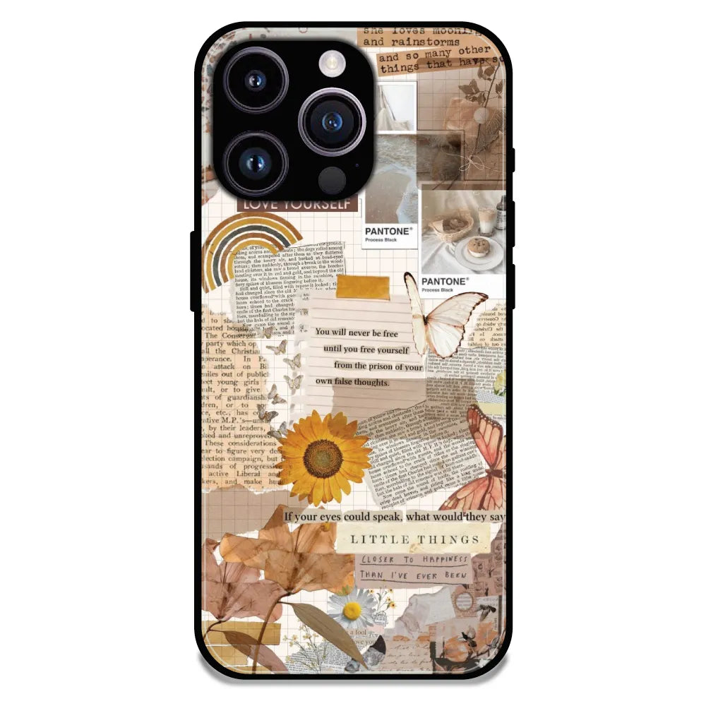 Aesthetic Butterfly & Sunflower - Glossy Metal Silicone Case For Apple iPhone 16 Pro