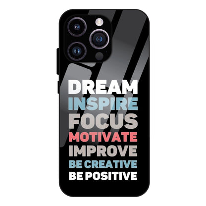 Dream Inspire Focus Typography - Glass Case For Apple iPhone 16 Pro