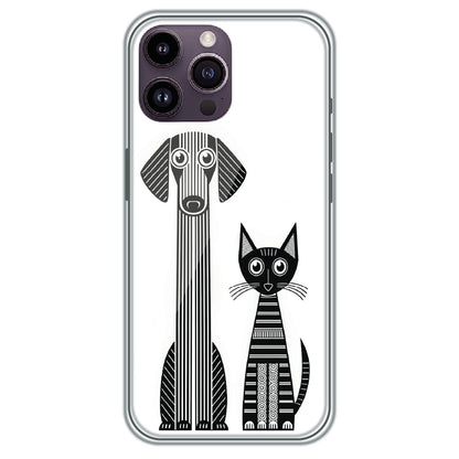 Line Art Dog & Cat - Printed Silicone Case for Apple iPhone 16 Pro
