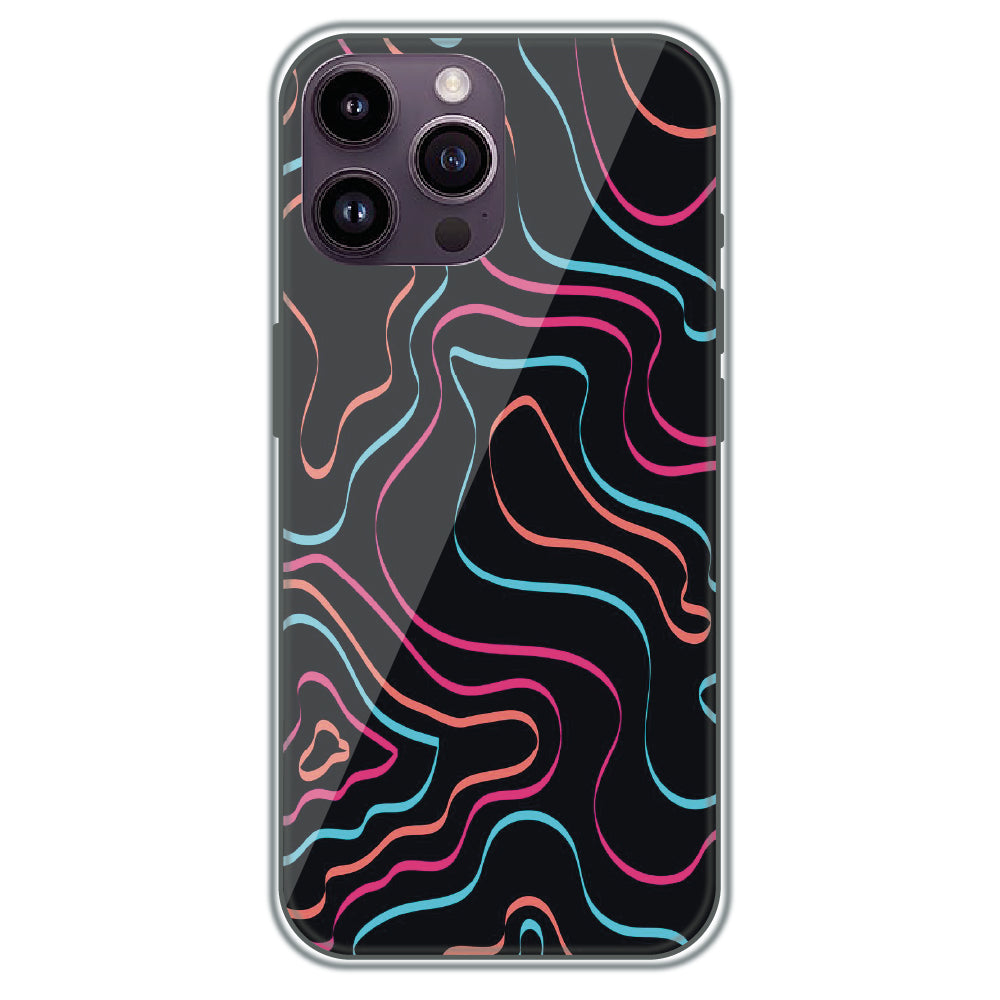 Neon Wave Lines - Printed Silicone Case for Apple iPhone 16 Pro