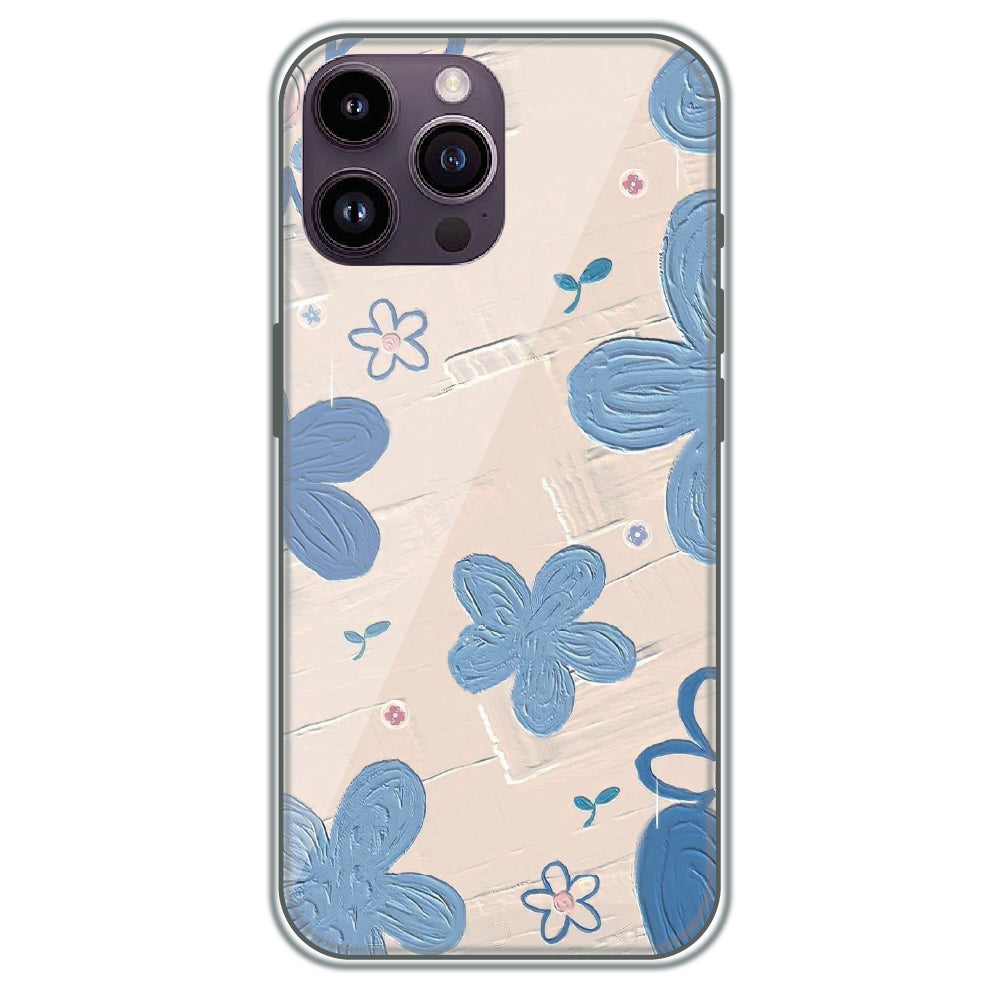 Textured Blue Blossoms - Printed Silicone Case for Apple iPhone 16 Pro