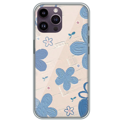 Textured Blue Blossoms - Printed Silicone Case for Apple iPhone 16 Pro