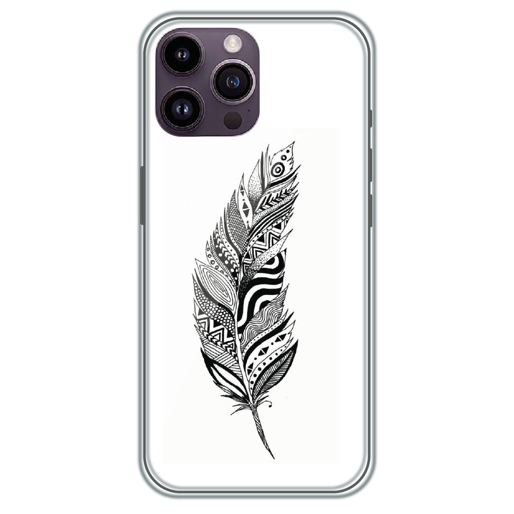 Zentangle Feather - Printed Silicone Case for Apple iPhone 16 Pro
