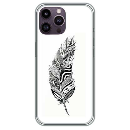 Zentangle Feather - Printed Silicone Case for Apple iPhone 16 Pro