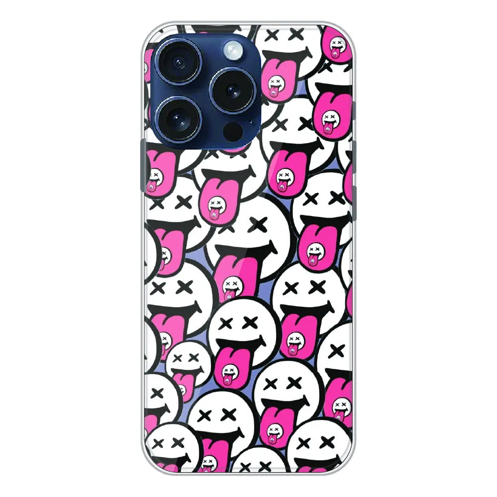 Funny Cartoon Faces - Printed Silicone Case For Apple iPhone 16 Pro