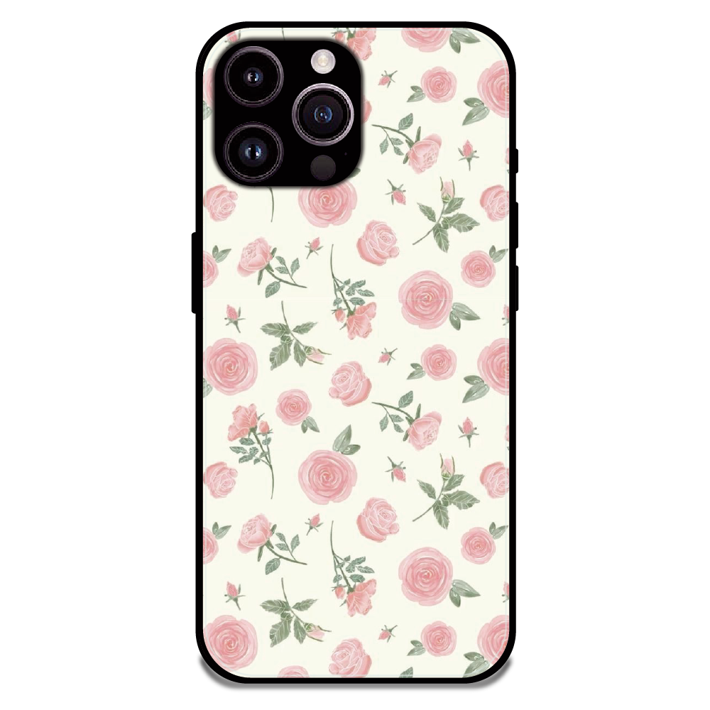 Soft Pink Rose Bloom - Glossy Metal Silicone Case For Apple iPhone 16 Pro