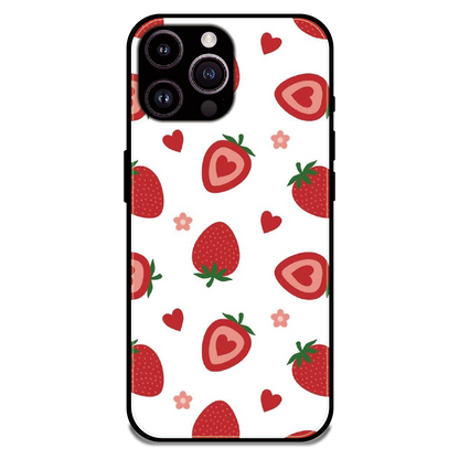Strawberry - Glossy Metal Silicone Case For Apple iPhone 16 Pro