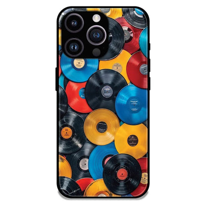 Retro Vinyl Record Pattern - Glossy Metal Silicone Case For Apple iPhone 16 Pro