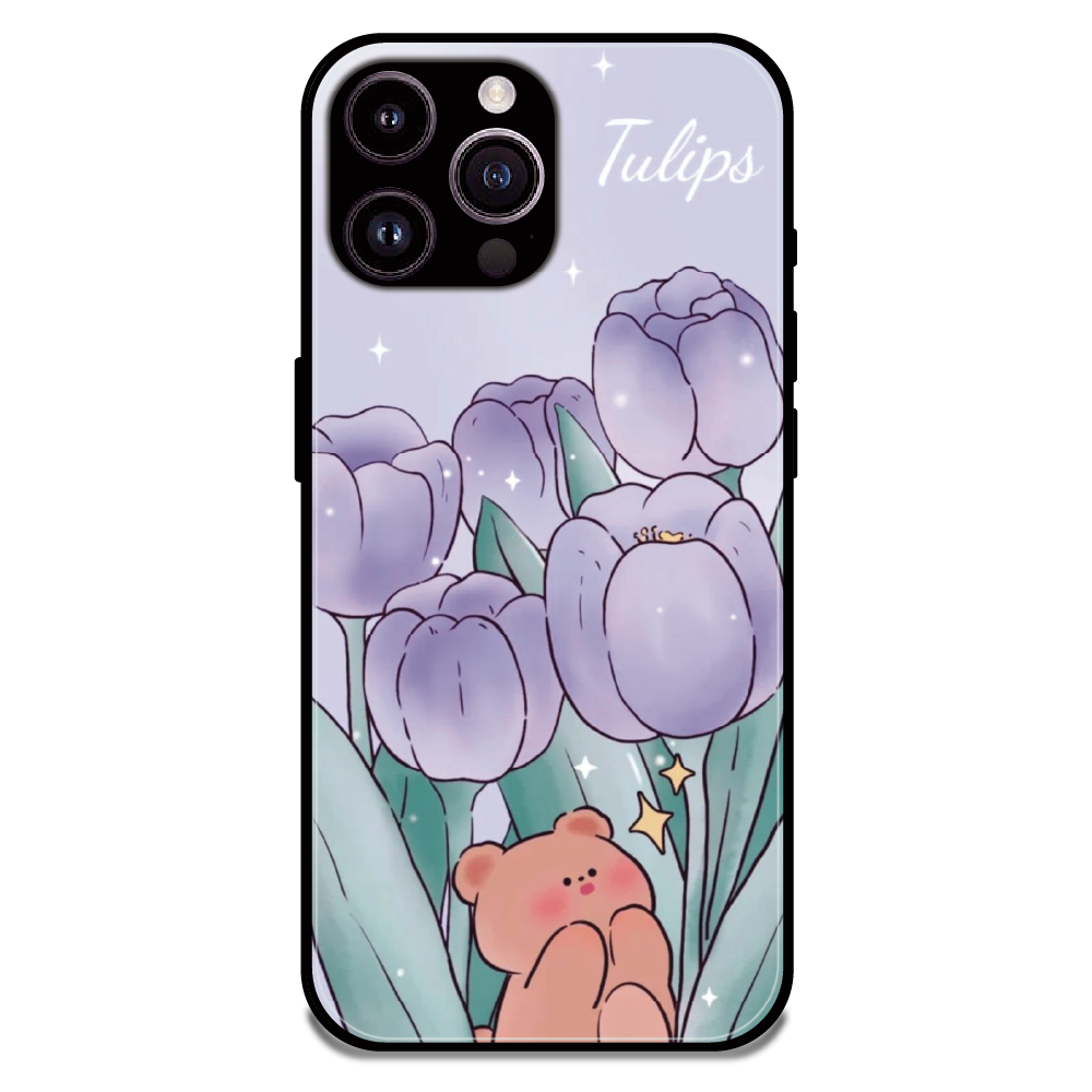 Tulip Bear Dreamscape - Glossy Metal Silicone Case For Apple iPhone 16 Pro