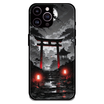 Midnight Torii Forest - Glossy Metal Silicone Case For Apple iPhone 16 Pro